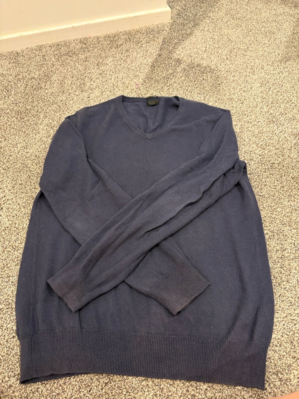 J. Crew Men's Navy V-Neck Wool Blend Sweater